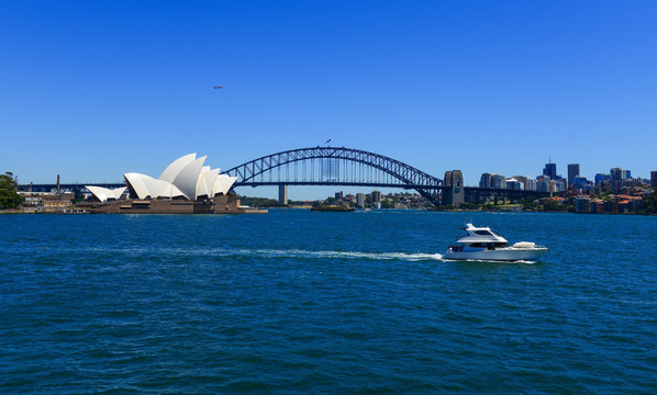 悉尼大桥 大海 游艇