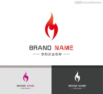 创意火焰logo燃烧线条标志