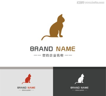 可爱小猫logo猫咪站立侧面