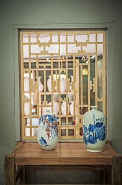 青花瓷 陶艺工作室 展示 窗