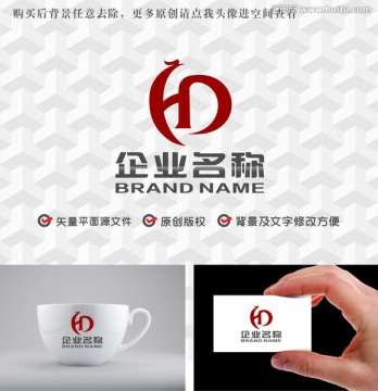字母HD飞鸟logo