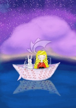 儿童插画 夜晚