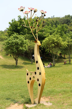 梅花鹿 动物雕塑
