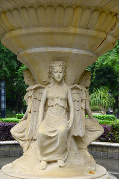 中庭花园 喷泉雕塑 天使仙女