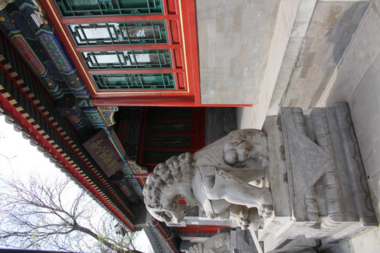 中式建筑石狮子