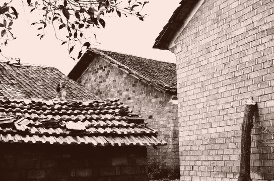 旧中国老照片 怀旧泛黄农村照片