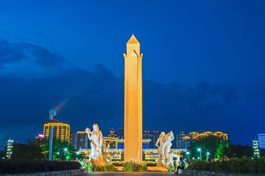 城市夜景 灯光 蓝天 霓虹