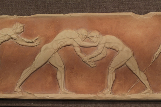 古希腊竞技浮雕人物