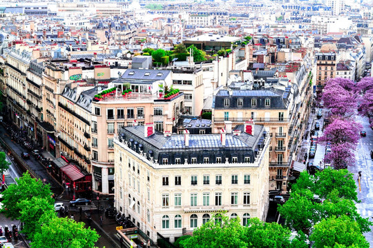 凯旋门上俯瞰巴黎