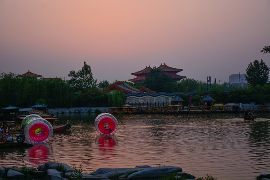 园林景观 落日霞光