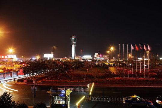 西安机场 夜景 空管塔台