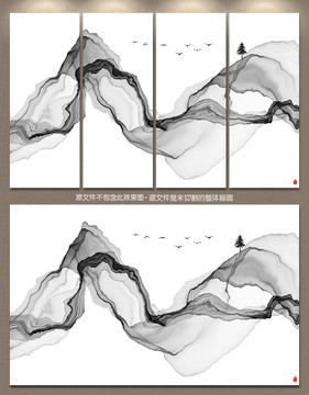 新中式客厅沙发水墨挂画 意境画