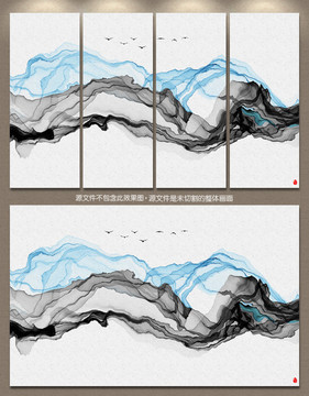 新中式抽象意境水墨画 水墨壁画