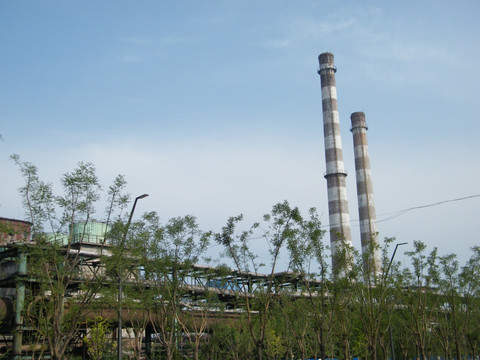 炼钢厂 烟囱 北京首钢
