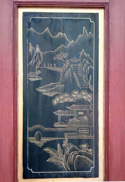 闽南中式风格描金彩绘山水