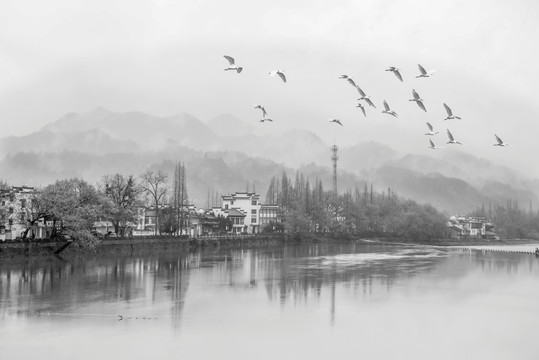 水墨烟雨江南