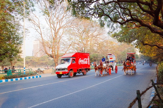 印度加尔各答街头 马车