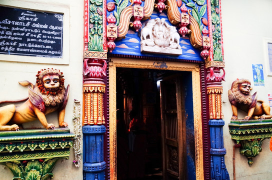 印度圣城瓦拉纳西 神庙门口雕塑