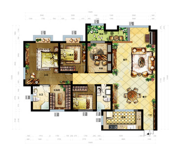 彩色平面高端户型图