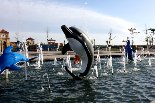 海豚戏水水景