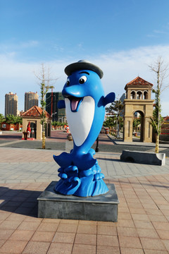 海豚雕塑像