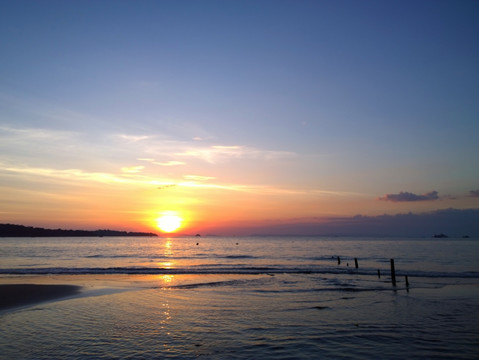 西哈努克 西港 夕阳 海景