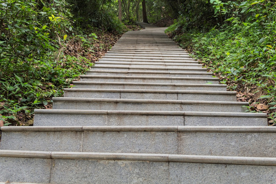 登山台阶户外漫步绿道曲折小路