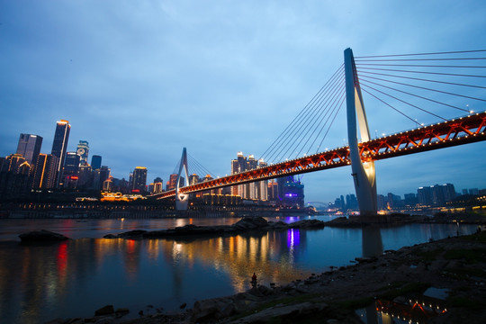 重庆城市夜景 东水门大桥