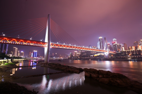 重庆城市夜景 东水门大桥