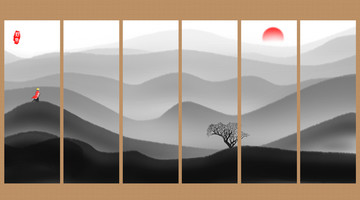 新中式装饰画 客厅沙发水墨画
