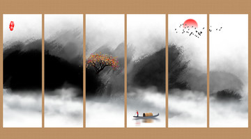 泼墨山水 中式装饰画