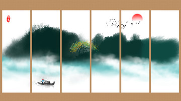 泼墨山水 中式装饰画