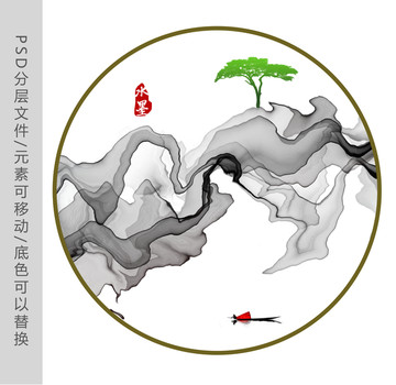 新中式禅意水墨画