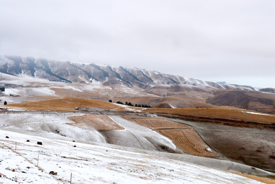 极端天气江布拉克秋冬新疆风景