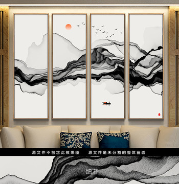意境水墨装饰画 客厅沙发水墨画