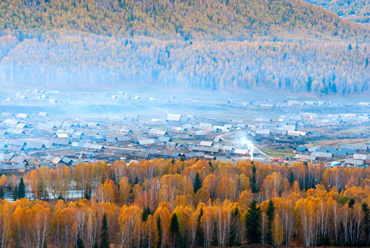 大美禾木秋季新疆风景