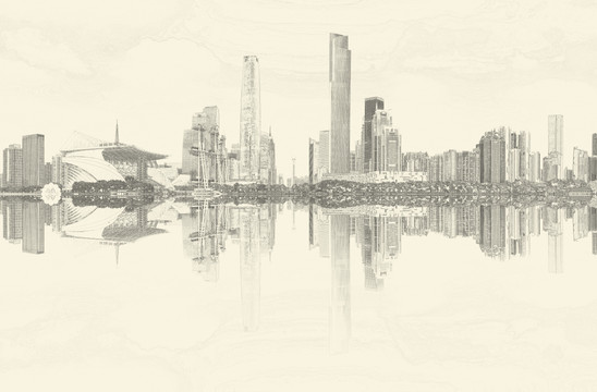 广州城市线描