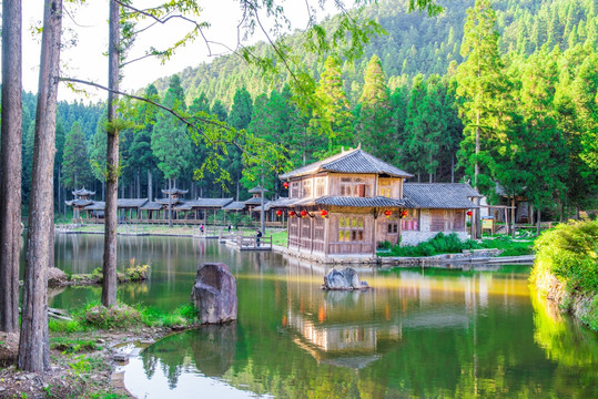 小木屋倒影 山水风光