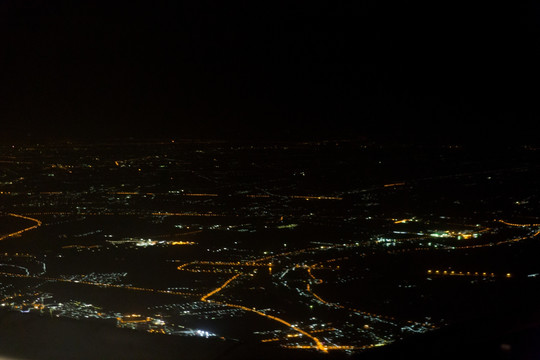 飞机上夜景 航拍夜景