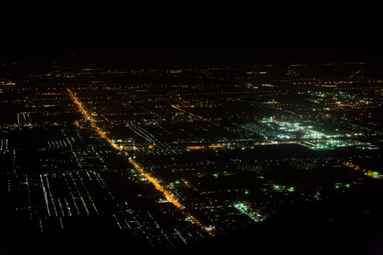 飞机上夜景 航拍夜景