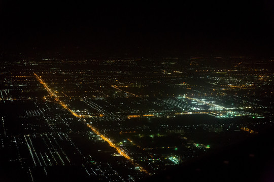 飞机上夜景 航拍夜景