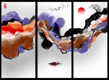 水墨意境抽象山水