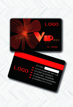 黑色红花会员VIP卡片