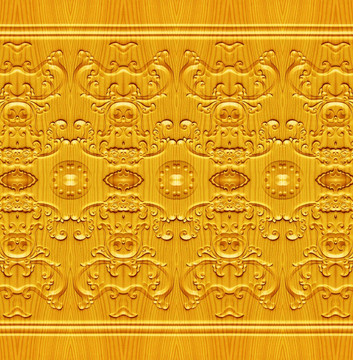 金色古典立体几何天花背景墙花纹