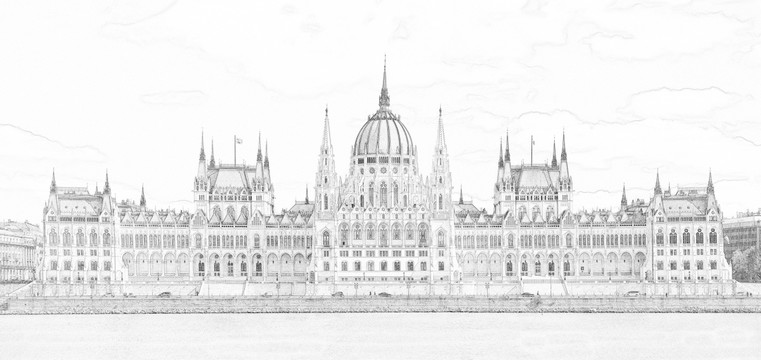 欧式建筑速写 素描