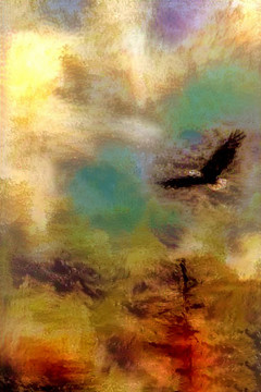 抽象花鸟画装饰画油画