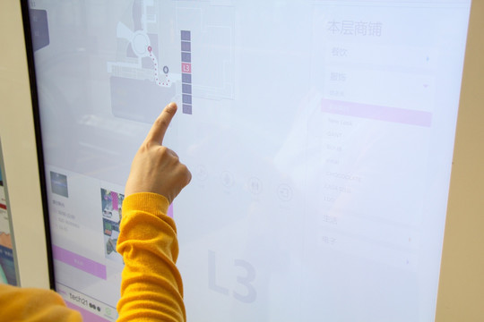 女性手指商场导视系统屏