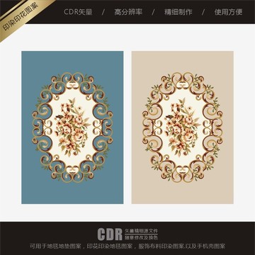欧式古典地毯印花图