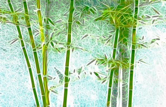 竹子装饰 线绘