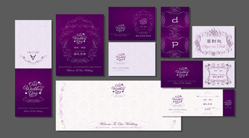 紫色欧式暗纹婚礼纸品